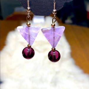 Purple glass earrings
